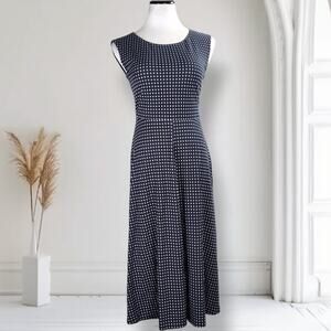 Weekend Max Mara NWT Navy Diamond Print Midi Dress Size S Viscose Jersey Knit